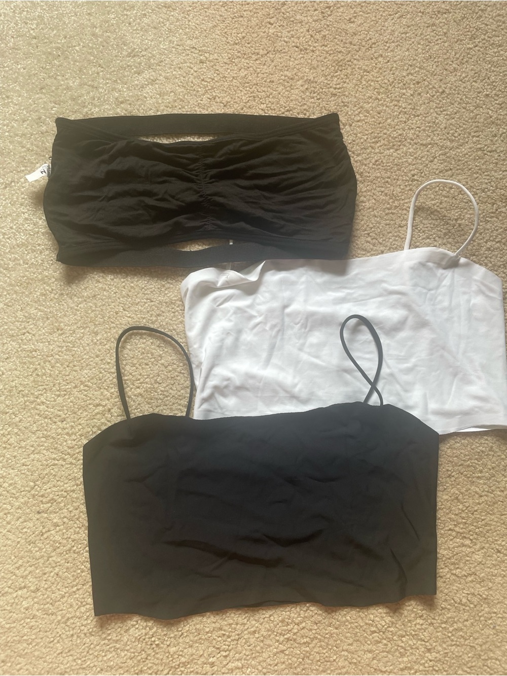 3-Pack Bralettes - 2 with small straps one strapless.